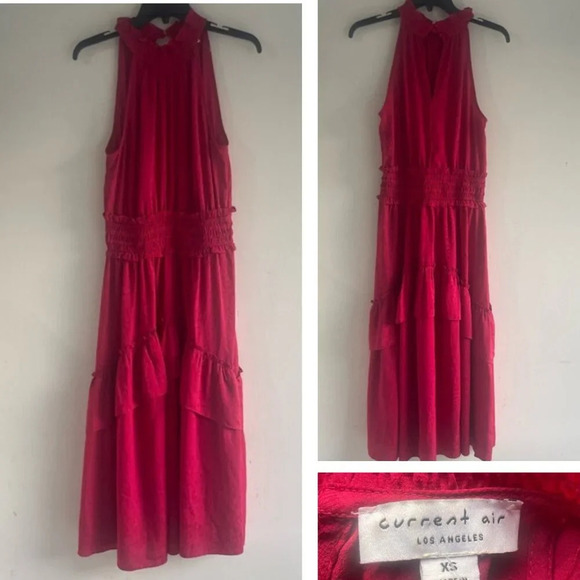 Current Air Red Leopard Print Halter Ruffle Midi Tank Dress - 22212 - Picture 1 of 11